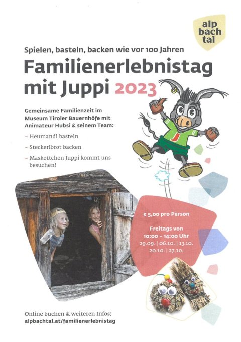 Kinderprogramm - Familienerlebnistag mit Juppi am 30.11.1999 in Kramsach / Foto: Museum Tiroler Bauernhöfe