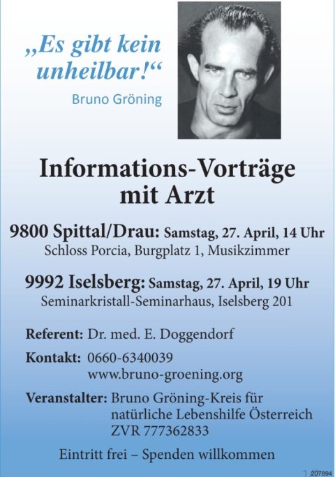 Ärzteinformationsvortrag "Es gibt kein Unheilbar" am 30.11.1999 in Iselsberg-Stronach / Foto: Bruno Gröning Freundeskreis