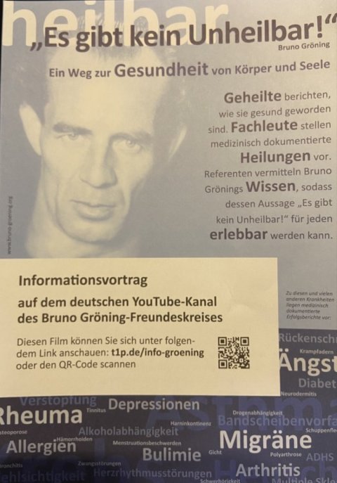 Informationsvortrag online:  Ein Weg zur Gesundheit am 30.11.1999 in Lienz / Foto: Bruno Gröning -Freundeskreis